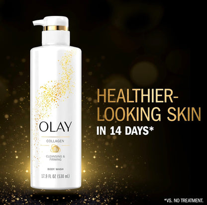 Olay Body Wash Cleansing & Firming for Women with Collagen and Vitamin B3, 20 fl oz (Pack of 4)
