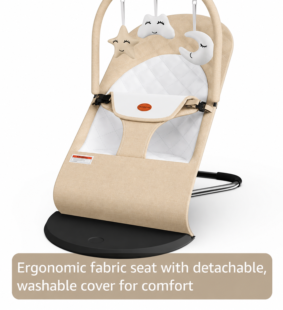 Ergonomic Baby Bouncer Chair with 2 Comfort Modes, Breathable Fabric & Machine-Washable Cover