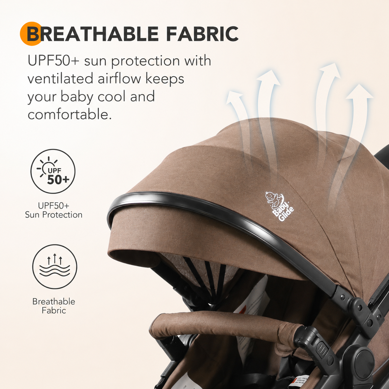 Baby Glide Luxury High View Baby Stroller with Reversible Seat, One-Hand Fold