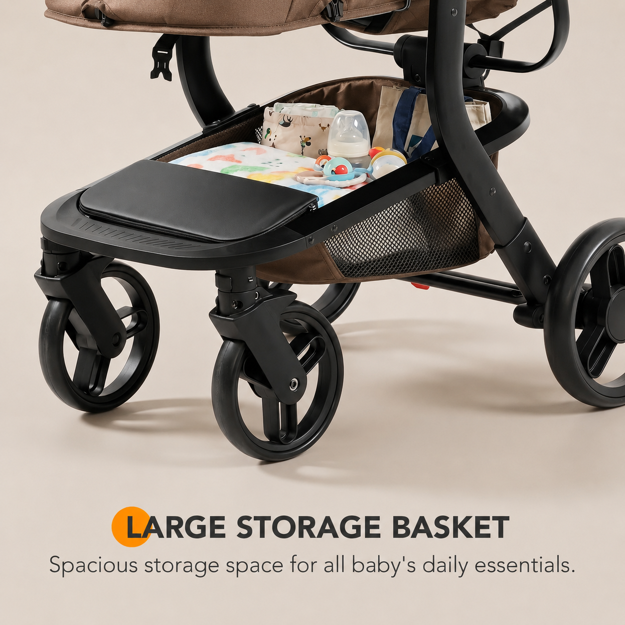 Baby Glide Luxury High View Baby Stroller with Reversible Seat, One-Hand Fold