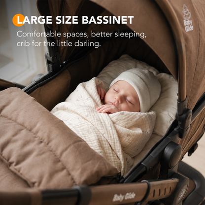 Baby Glide Luxury High View Baby Stroller with Reversible Seat, One-Hand Fold