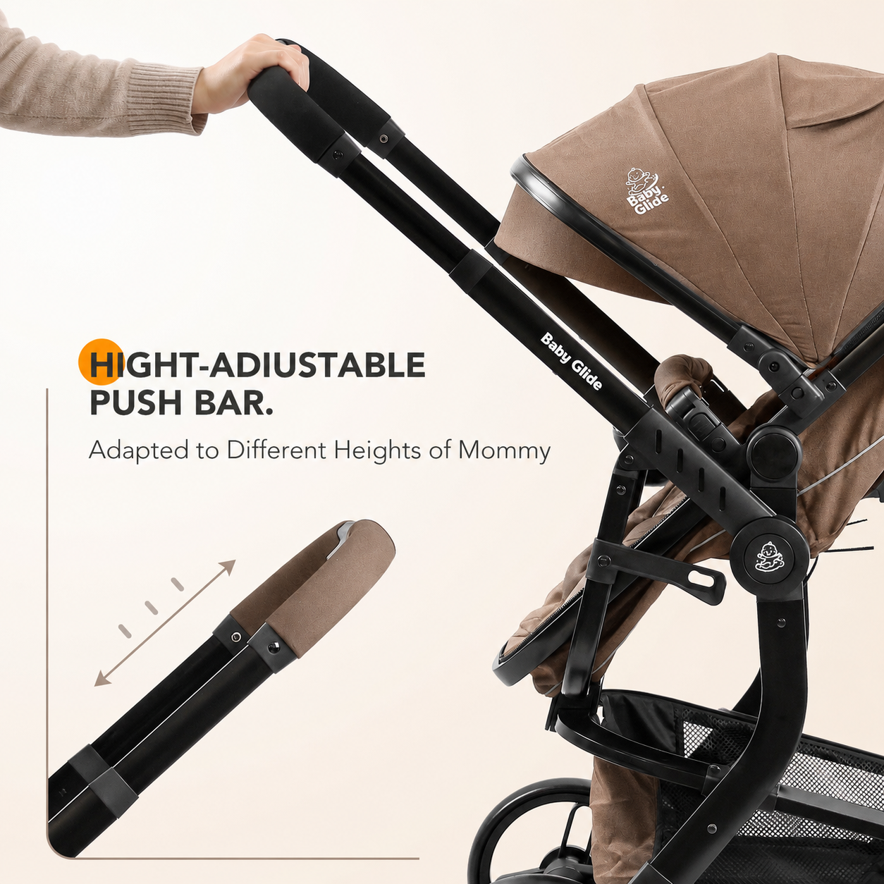 Baby Glide Luxury High View Baby Stroller with Reversible Seat, One-Hand Fold