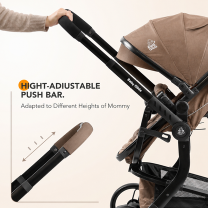 Baby Glide Luxury High View Baby Stroller with Reversible Seat, One-Hand Fold