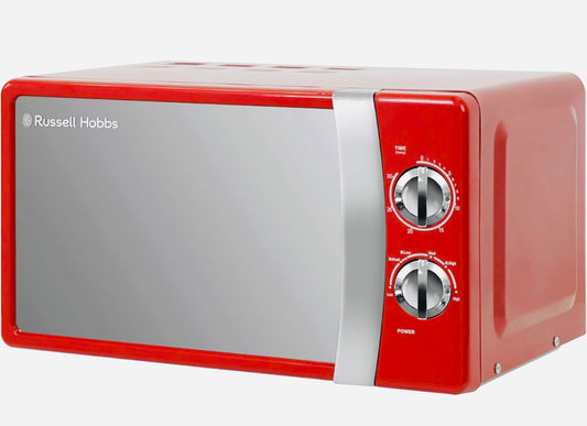 Russell Hobbs RHMM701R 17 Litre 700 W Red Solo Manual Microwave with 5 Power Levels, Ringer & Timer, Defrost Setting, Easy Clean
