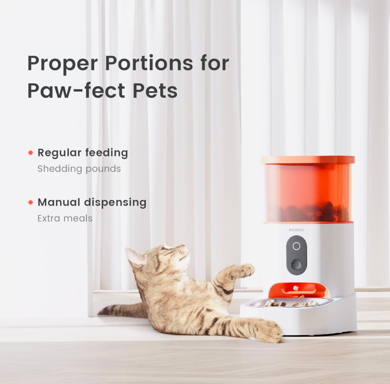 Pawaii Automatic Cat Feeders with App Control, 2.4G Wi-Fi Enabled Smart Pet Feeder for Cat and Dog, Automatic Cat Food Dispenser with Portion Control, 1-30 Meals Per Day, 3L