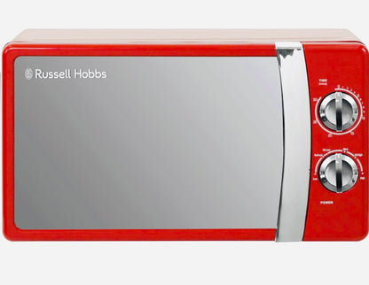 Russell Hobbs RHMM701R 17 Litre 700 W Red Solo Manual Microwave with 5 Power Levels, Ringer & Timer, Defrost Setting, Easy Clean