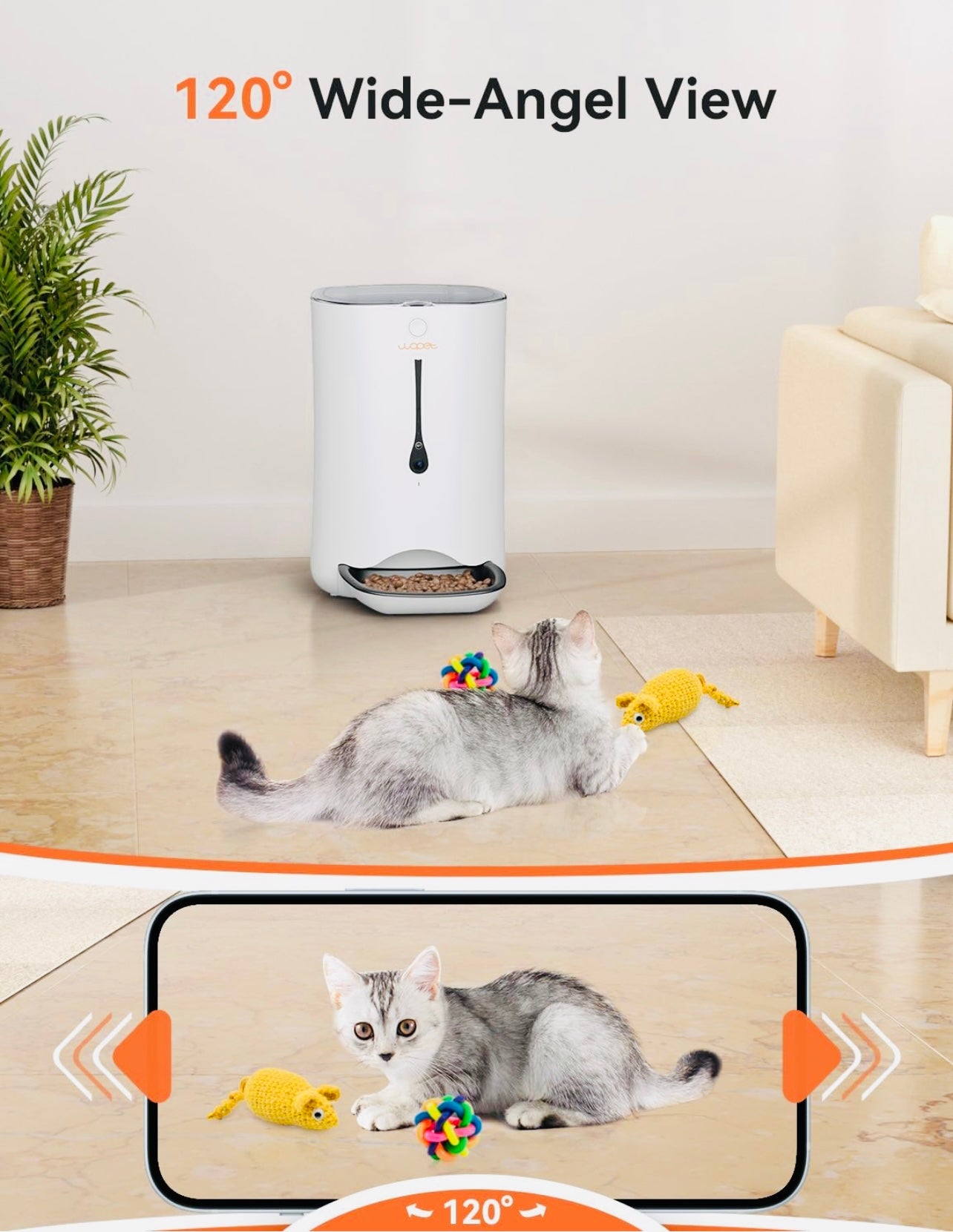 WOPET 7L Automatic Dog Feeder with Camera, 5G WiFi Automatic Cat Food Dispenser, Automatic Cat Feeder with Timer Programmable, HD Camera for Voice and Video Recording