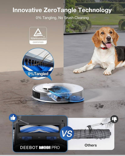 ECOVACS DEEBOT T30S Pro Robot Vacuum and Mop with 11,000 Pa Suction, Auto Empty Station Smart Navigation AI Edge Cleaning Robot,10-in-1 Cleaning Station