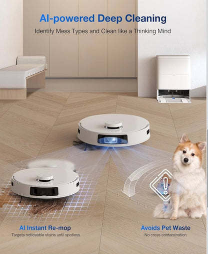 ECOVACS DEEBOT T30S Pro Robot Vacuum and Mop with 11,000 Pa Suction, Auto Empty Station Smart Navigation AI Edge Cleaning Robot,10-in-1 Cleaning Station