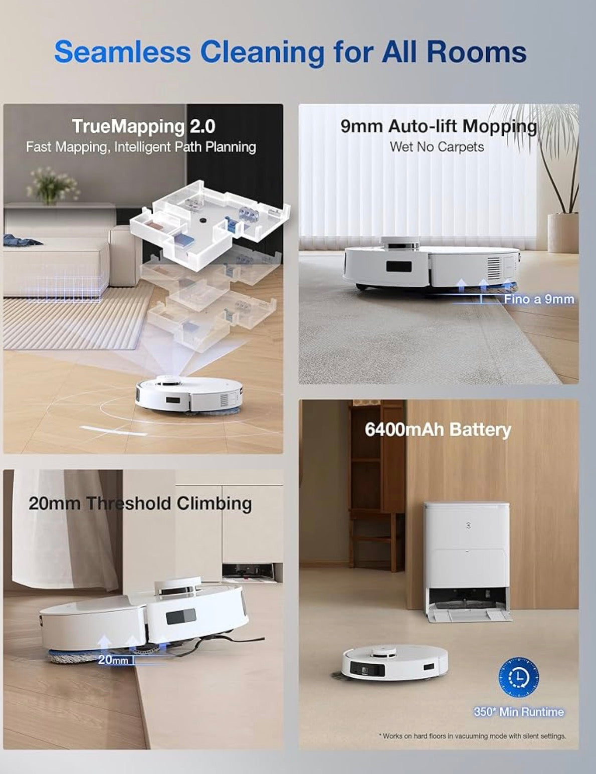 ECOVACS DEEBOT T30S Pro Robot Vacuum and Mop with 11,000 Pa Suction, Auto Empty Station Smart Navigation AI Edge Cleaning Robot,10-in-1 Cleaning Station