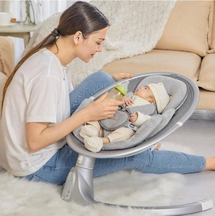 BabyBond Baby Swings for Infants, Bluetooth Infant Swing with 10 Preset Lullabies, 5 Point Harness Belt, 5 Speeds and Remote Control - Portable Baby Swing for Indoor and Outdoor, Aluminum