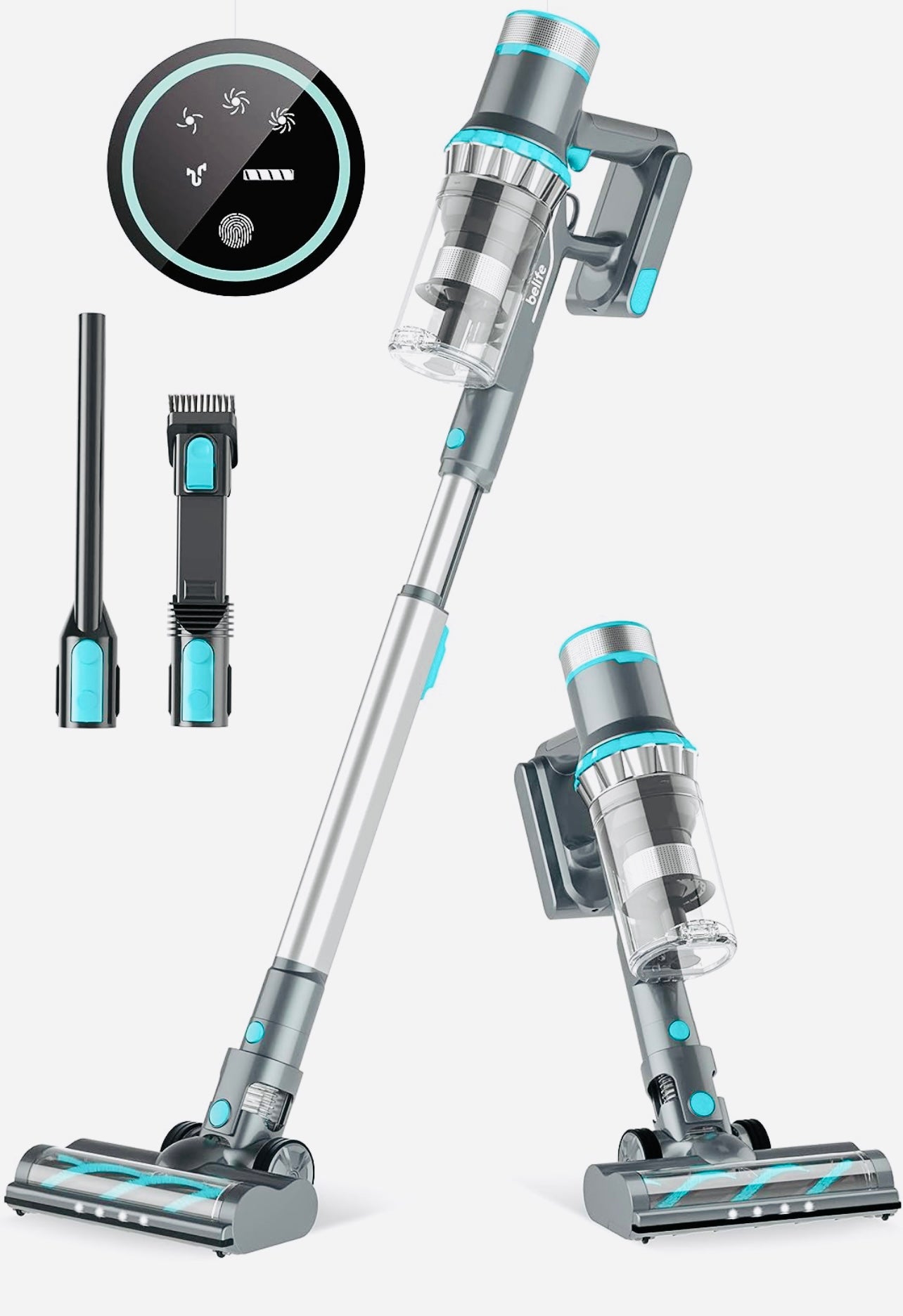 Belife Cordless Vacuum Cleaner, Stick Vacuum with 25Kpa Powerful Suction, 380W Brushless Motor, Up to 40mins Runtime, LED Display, 6 in 1 Lightweight Vacuum for Hard Floor Carpet Car Pet Hair