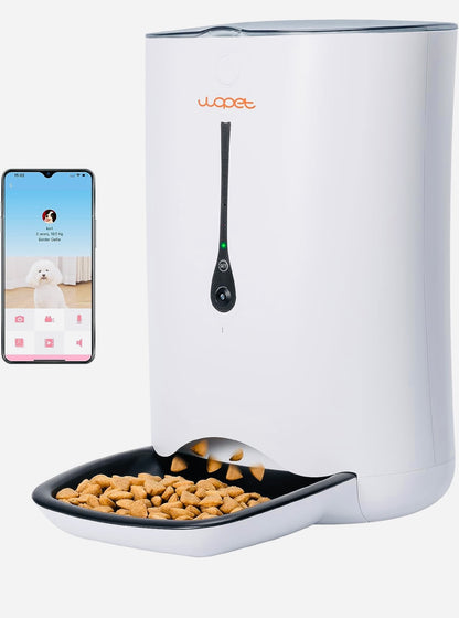 WOPET Automatic Cat Feeder with Camera,7L App Control Smart Feeder Cat Dog Food Dispenser,6-Meal Auto Pet Feeder with Timer Programmable,HD Camera for Voice and Video Recording