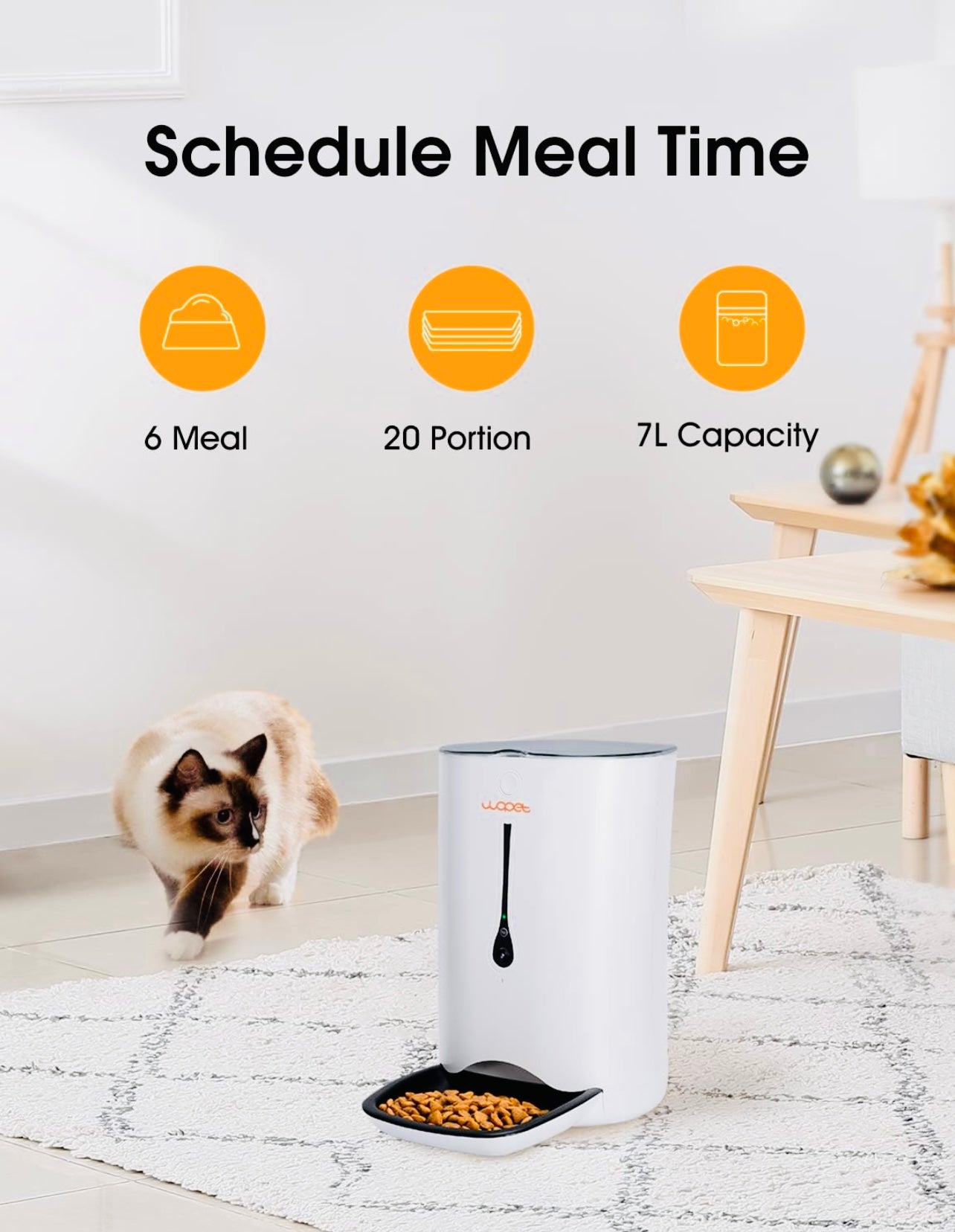 WOPET Automatic Cat Feeder with Camera,7L App Control Smart Feeder Cat Dog Food Dispenser,6-Meal Auto Pet Feeder with Timer Programmable,HD Camera for Voice and Video Recording