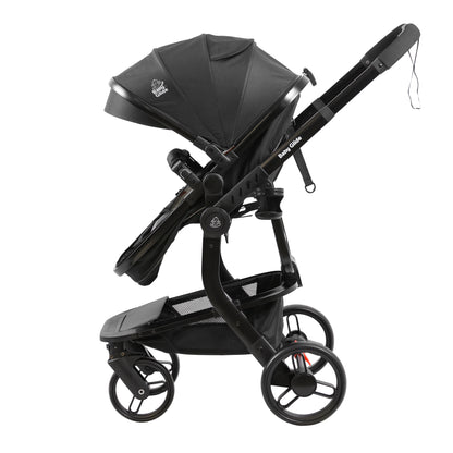 Luxury High Landscape Baby Stroller & Bassinet Travel System | One-Button Fold | High View | Baby Glide Black Stroller