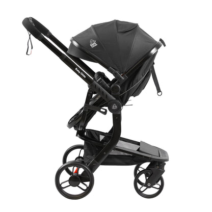 Luxury High Landscape Baby Stroller & Bassinet Travel System | One-Button Fold | High View | Baby Glide Black Stroller