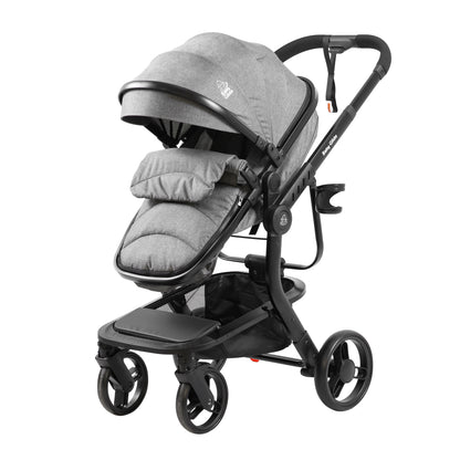 Baby Glide Luxury Reversible Baby Stroller – High Landscape Pram with Adjustable Push Handle, One-Hand Fold, Large Storage Basket, 5-Point Safety Harness, Extendable Canopy, Cup Holder & Australian Standard Tested