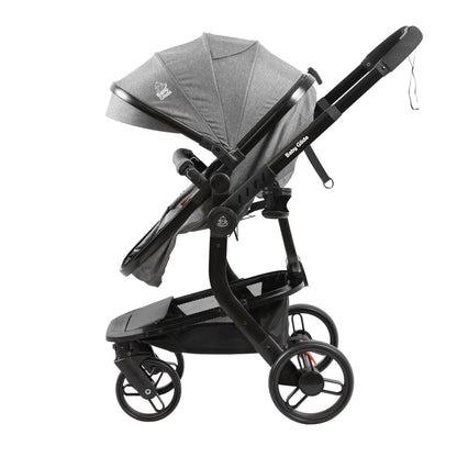 Baby Glide Luxury Reversible Baby Stroller – High Landscape Pram with Adjustable Push Handle, One-Hand Fold, Large Storage Basket, 5-Point Safety Harness, Extendable Canopy, Cup Holder & Australian Standard Tested