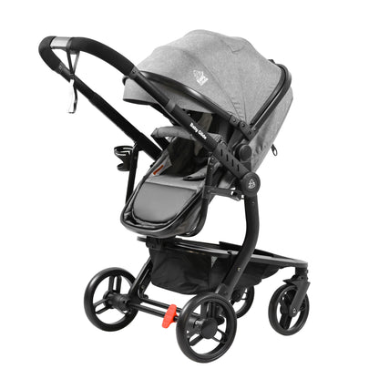 Baby Glide Luxury Reversible Baby Stroller – High Landscape Pram with Adjustable Push Handle, One-Hand Fold, Large Storage Basket, 5-Point Safety Harness, Extendable Canopy, Cup Holder & Australian Standard Tested
