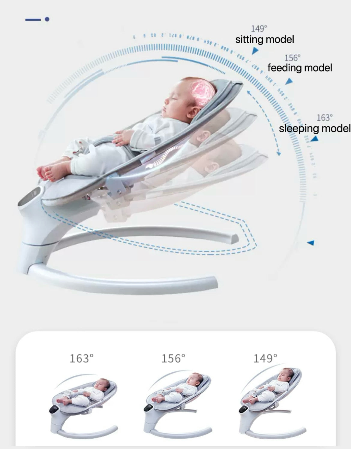 Baby Swing for Infants,Electric Bouncer for Babies,Portable Swing for Baby Boy Girl,Remote Control Indoor Baby Rocker with 8 Sway Speeds,Music and Bluetooth