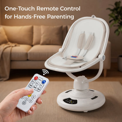 Baby Glide Electric Baby Swing – Smart Bluetooth Baby Rocker with Remote Control & 5 Swing Speeds,BEIGE