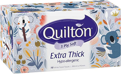 Quilton 3 Ply Extra Thick Facial Tissues Hypo-allergenic 110 Tissues